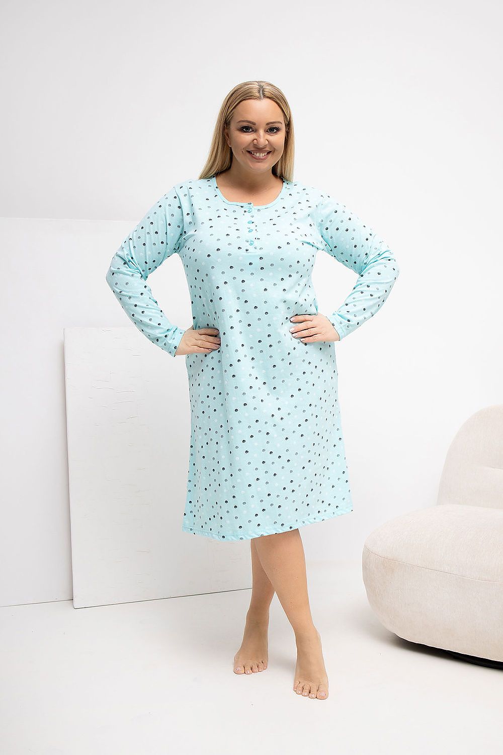  Naktinė suknelė Plus Size model 223302 Forever Pink 