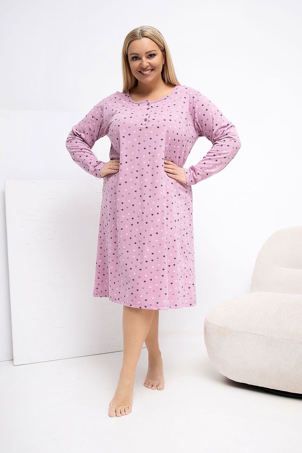  Naktinė suknelė Plus Size model 223303 Forever Pink 