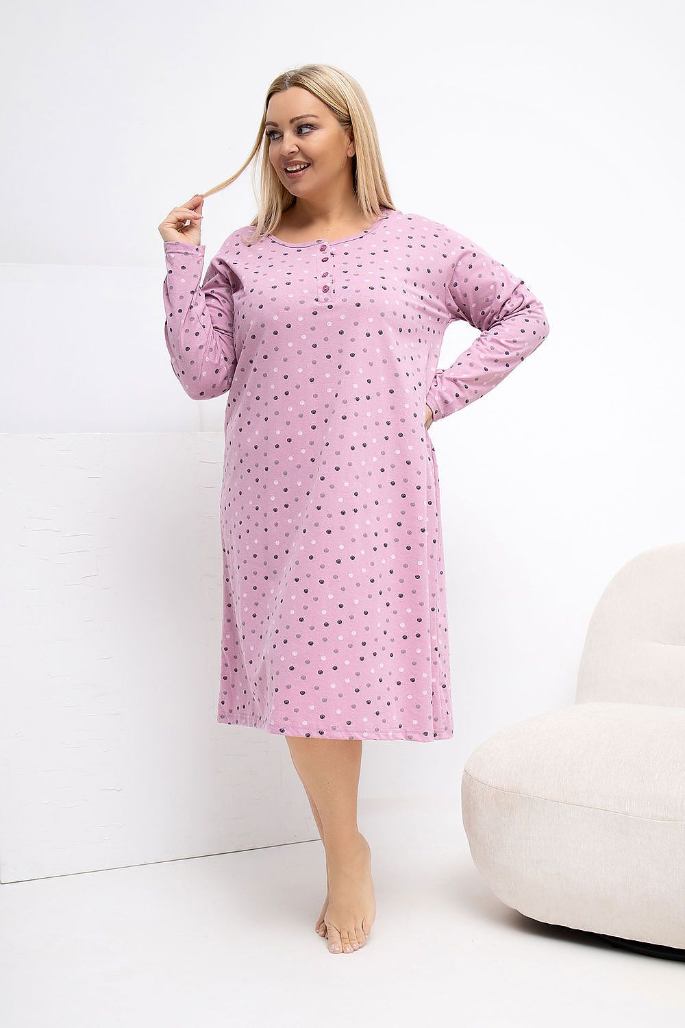  Naktinė suknelė Plus Size model 223303 Forever Pink 