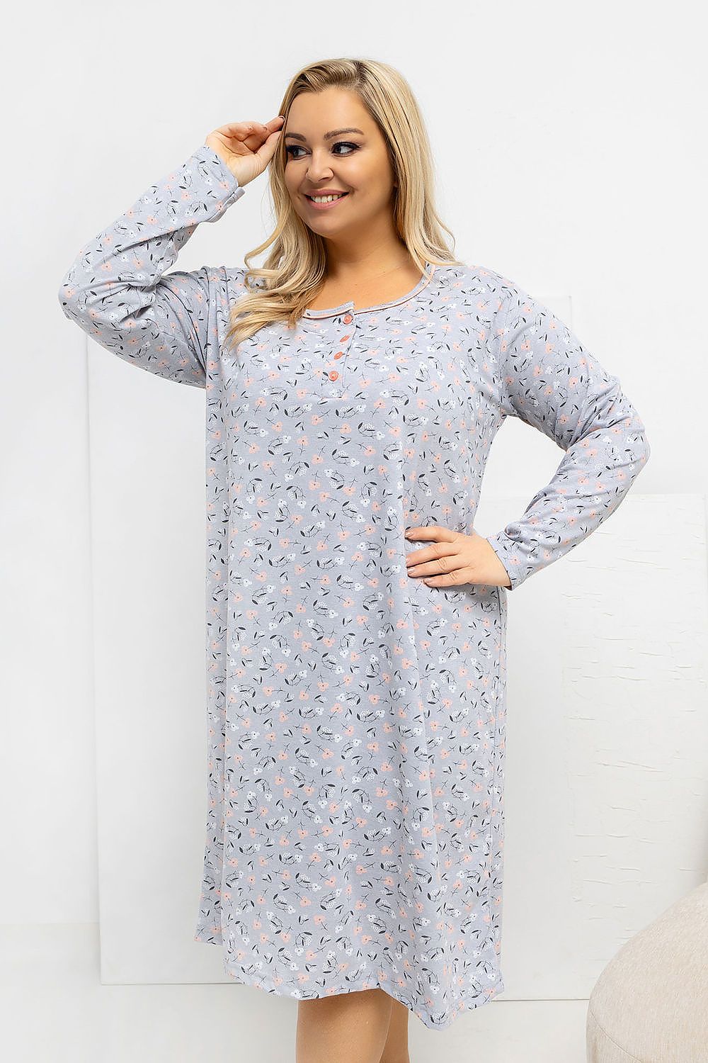  Naktinė suknelė Plus Size model 223307 Forever Pink 