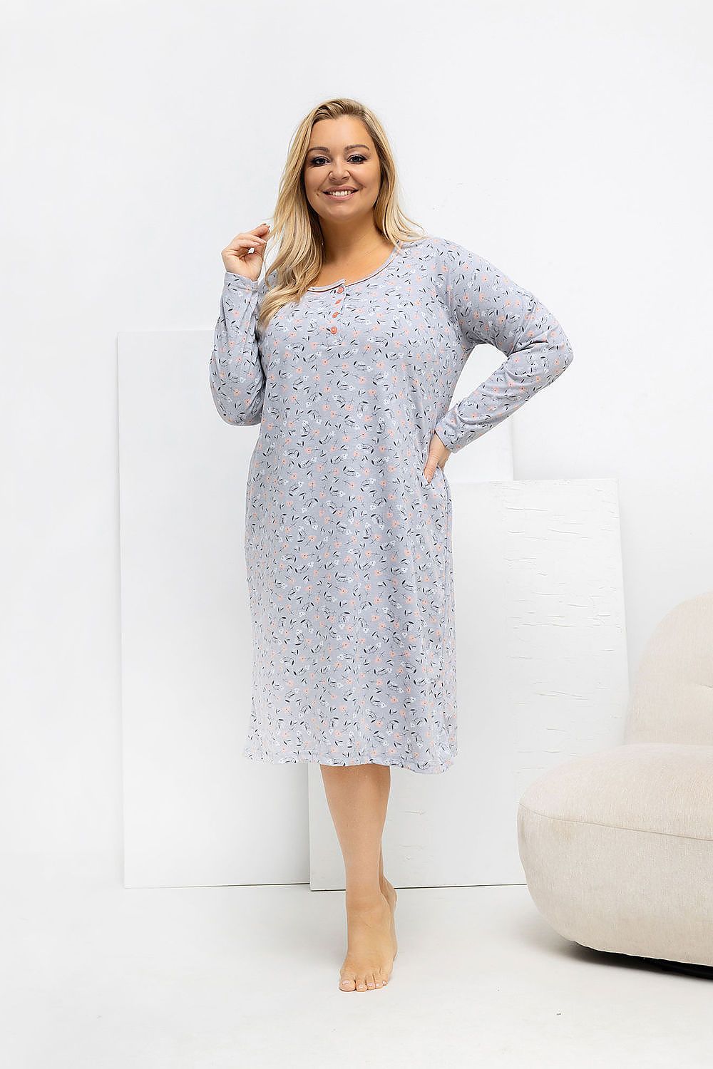  Naktinė suknelė Plus Size model 223307 Forever Pink 