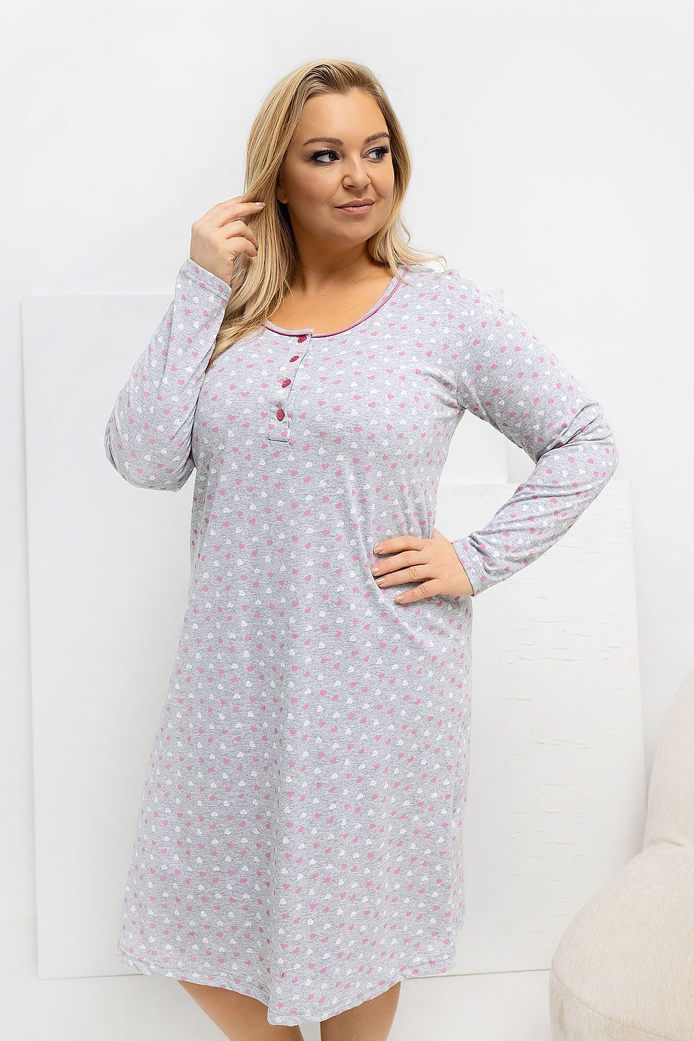  Naktinė suknelė Plus Size model 223309 Forever Pink 