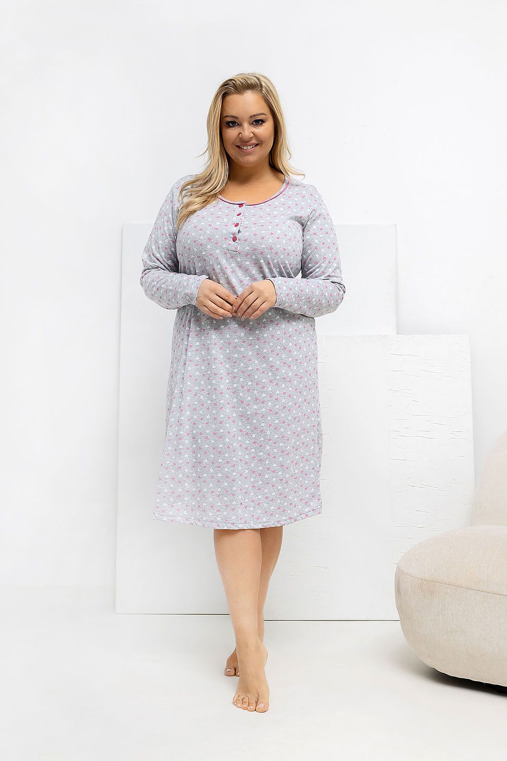  Naktinė suknelė Plus Size model 223309 Forever Pink 